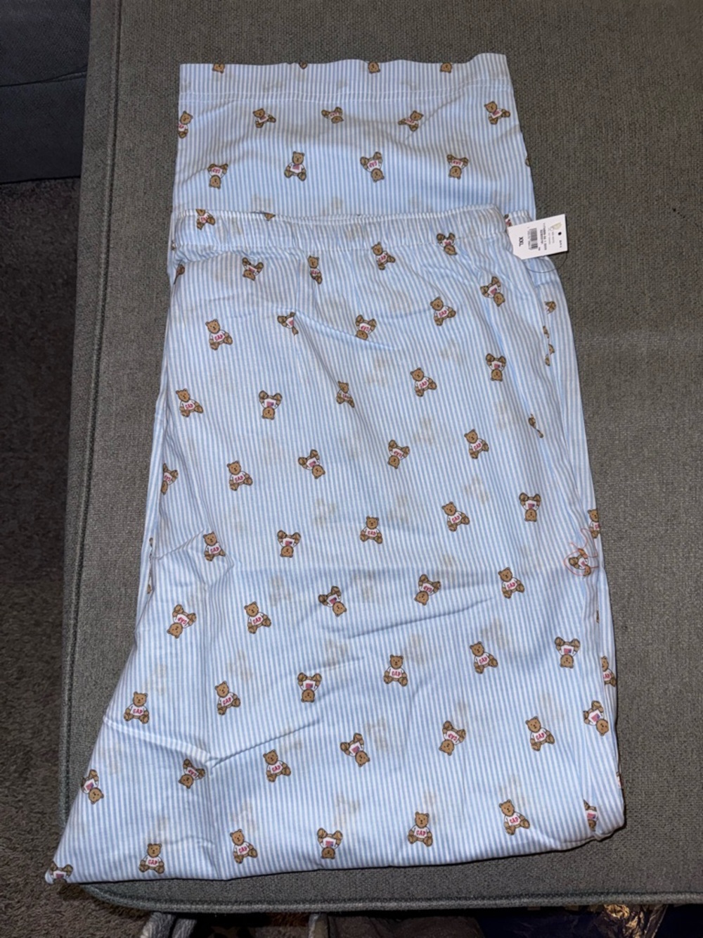 GAP Light Blue Striped Kids Pajama Sack with Bear Print